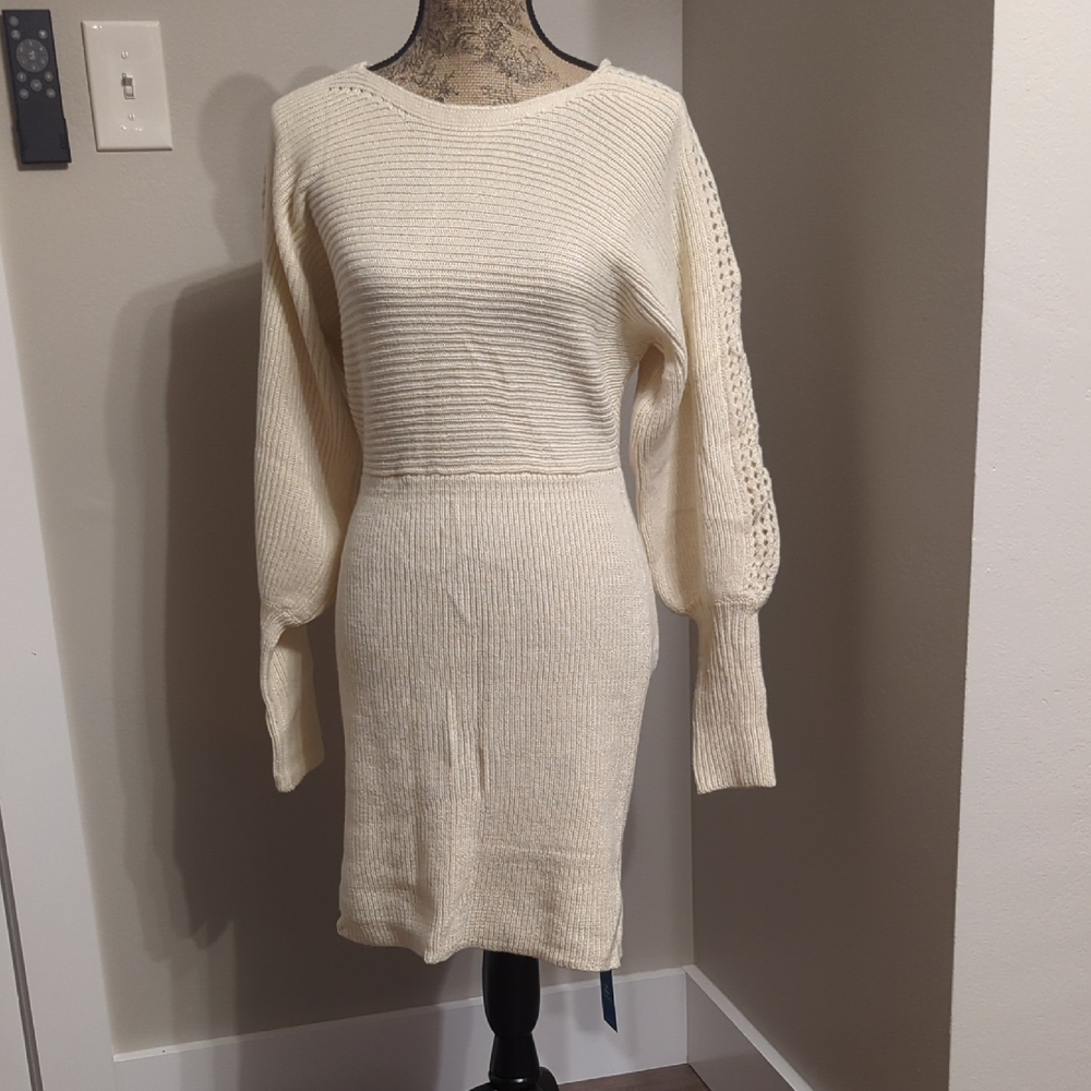 Cupshe Cream Knit Sweater Dress